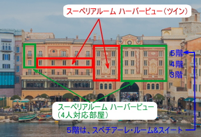 スーペリアルーム（ハーバービュー）ミッキー広場正面位置図＜立面図版＞